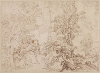 K VII 017
<br/>
Landschap met rust op de vlucht naar Egypte
<br/>
<em>Grimaldi, Giovanni Francesco (1606-1680) - atelier van / kopie naar andere meesters</em>